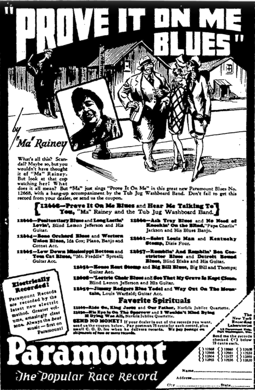 Advertisement for Ma Rainey's record.